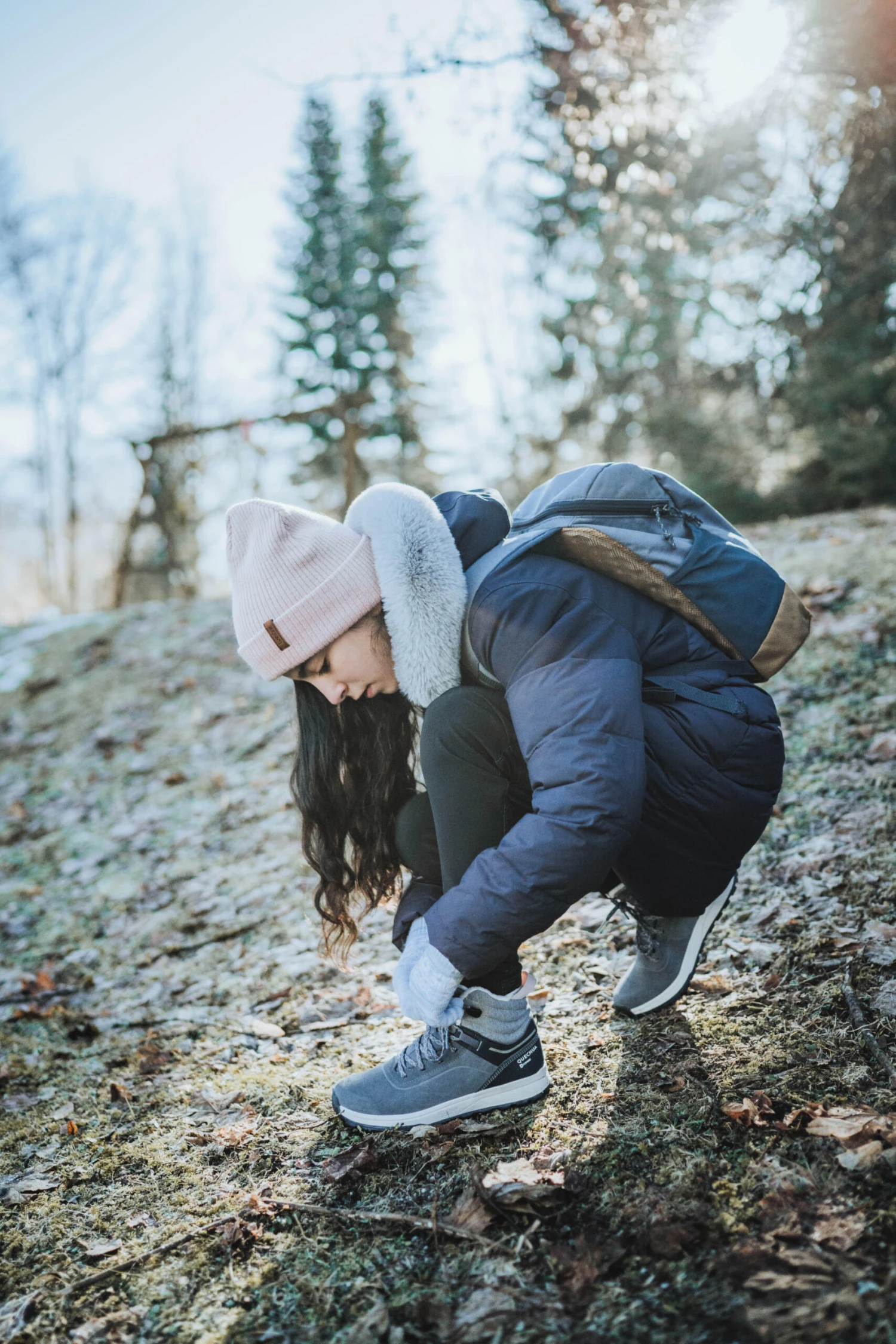 Quechua KIDS’ WARM WATERPROOF HIKING BOOTS - SH500 Leather Lace-up - Image 2