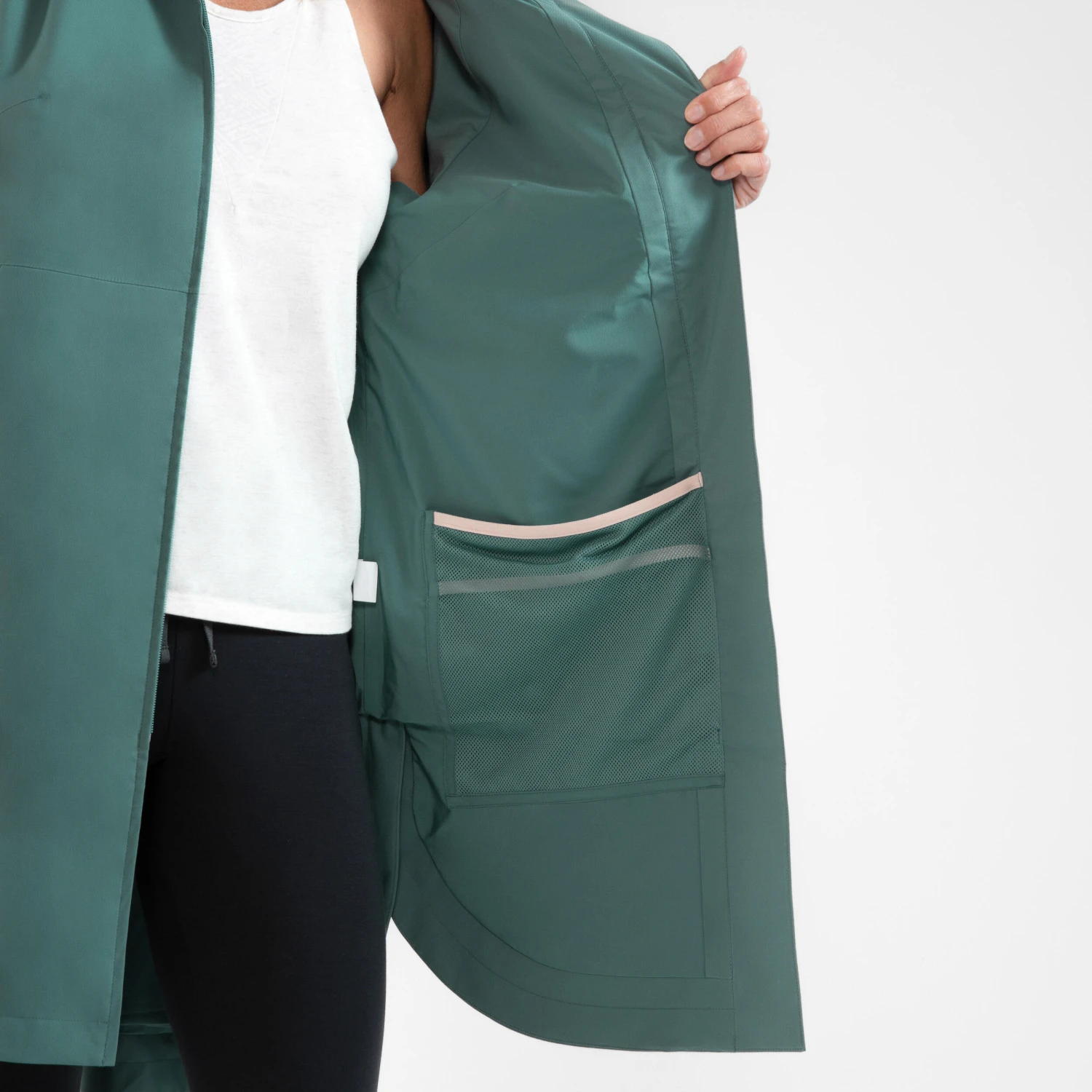 Quechua Women's Hiking Waterproof Longline Jacket Raincut Long Series - Image 9