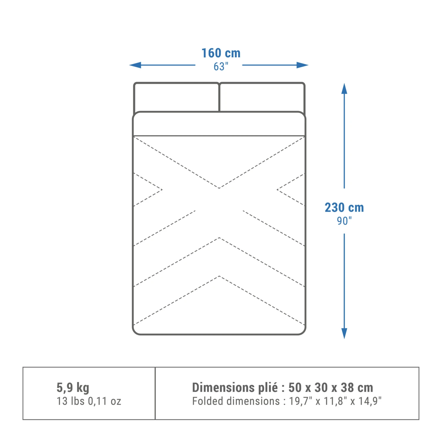 Quechua CAMPING SLEEPING BAG - ARPENAZ 0° COTTON DOUBLE - Image 2