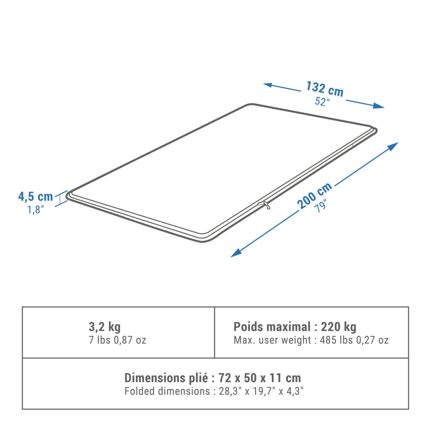 Quechua SELF-INFLATING CAMPING MATTRESS - COMFORT 132 CM - 2 P - Image 2