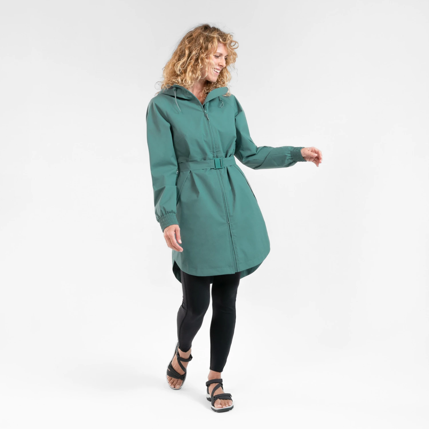 Quechua Women's Hiking Waterproof Longline Jacket Raincut Long Series - Image 2