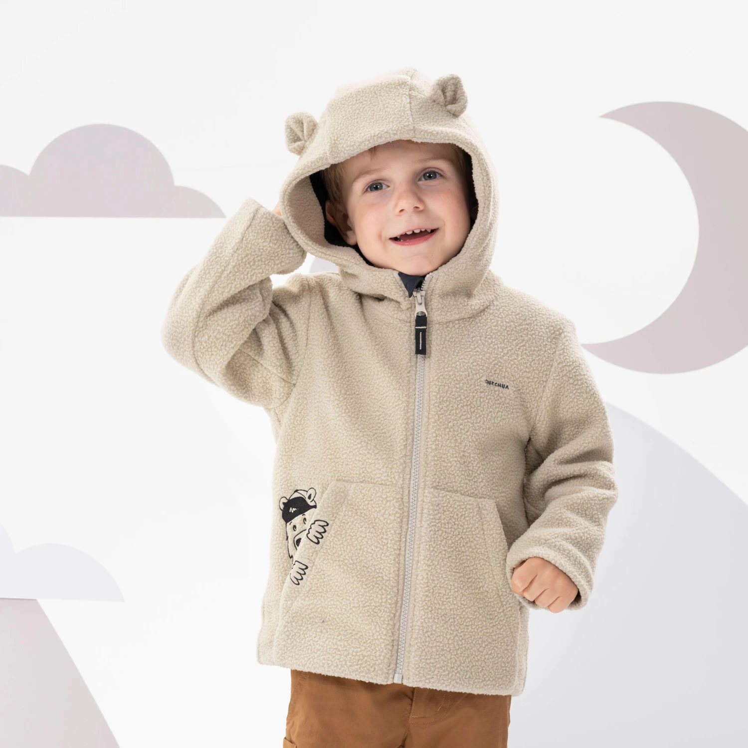 Quechua Kids' Hiking Fleece - MH500 KID Beige - Ages 2 - Image 5