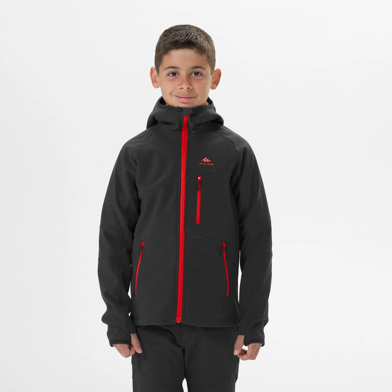 Quechua Kids’ Softshell Hiking Jacket - MH550 Black - Image 4
